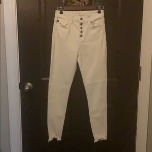 KanCan high rise white button down jeans
